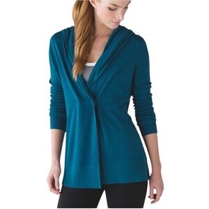 Lululemon | Sun Savasana Wrap Cashmere Blend Sweater Heathered Teal Size 4
